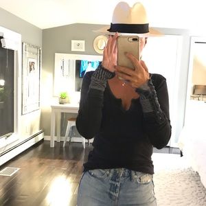 We The Free People dark gray thermal shirt XS